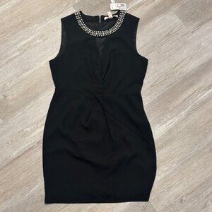 Forever 21 Black Mini Dress with Embellished Neckline